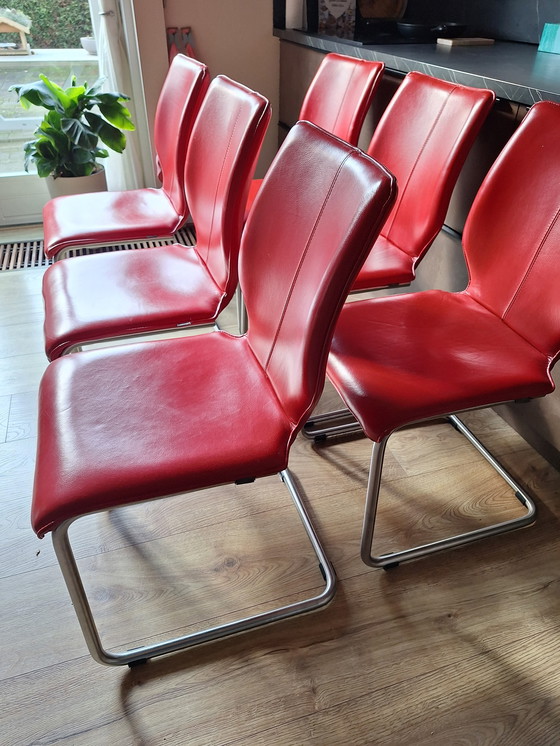 Image 1 of 6 Ferrari red dining room chairs