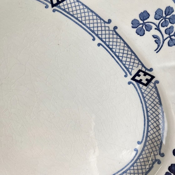 Image 1 of Plat ovale Terre de Fer KG Lunéville, modele "Jane", bleu, 1890-1915