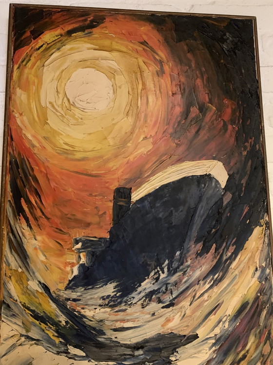 Pintura firmada, titulada 'Tormenta en el Mar'. – Arte, Madera, Lienzo (photo 2 of 10)