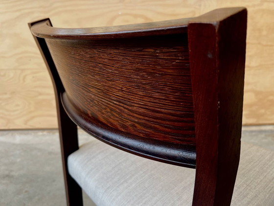 6x Sedie da pranzo Mid-Century / Brutaliste restaurate e rivestite – Legno, Lana (photo 14 of 18)