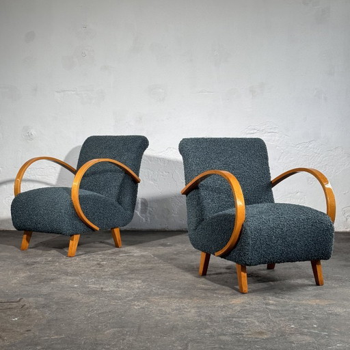 Pair of Jindřich Halabala H-410 Armchairs by UP Závody, 1930s – fauteuils, Textile