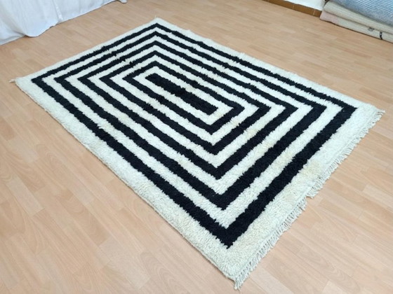 Image 1 of Marokkanischer Berber-Teppich, naturfarben, mit geometrischen Motiven, 250 cm x 150 cm 