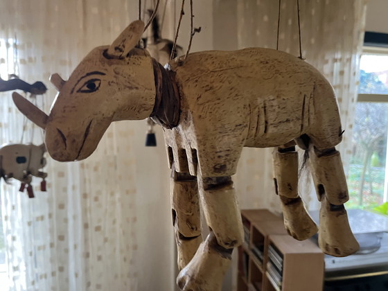 Image 1 of Collection of wooden animal marionettes