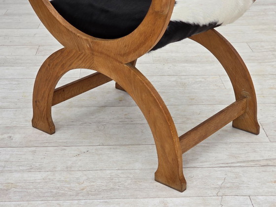 Image 1 of Poltrona danese degli anni '60, completamente rivestita, pelle di mucca, rovere.