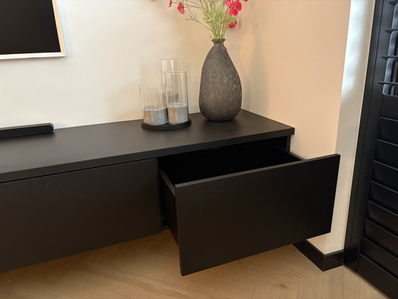 Image 1 of Meuble TV suspendu - 240 cm - Noir mat