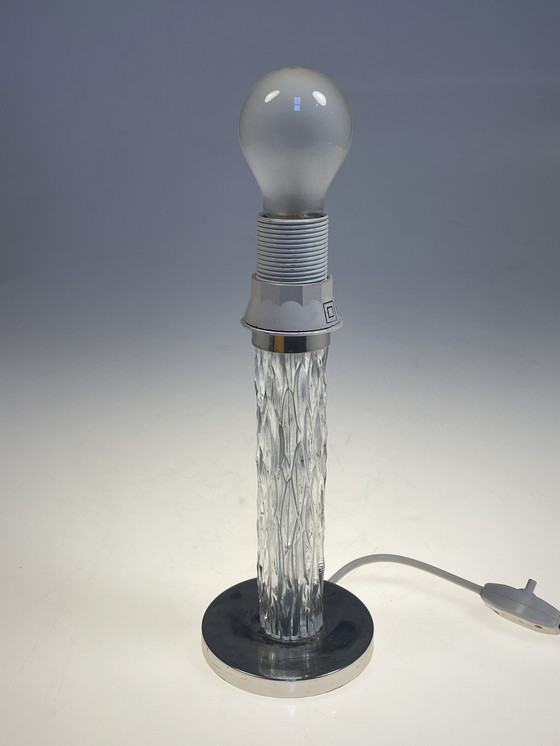 Image 1 of Kaiser Leuchten Table Lamp, Ice Glass Base, 1970'S