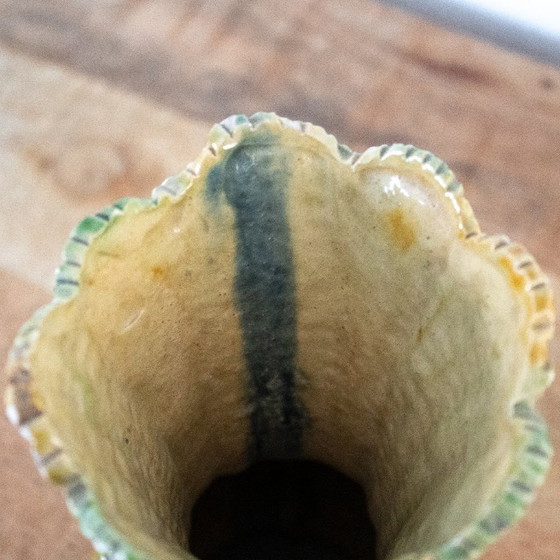Image 1 of Vintage Franse Majolica keramische maïsvaas: Barbotine aardewerk, jaren '50