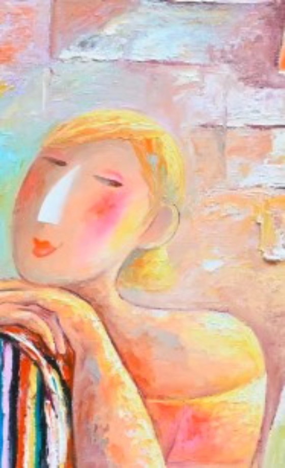 Yutao Ge, Frau mit einem Glas Wein – Gemälde & Zeichnungen, Canvas, Wood, Figuratief (photo 2 of 5)