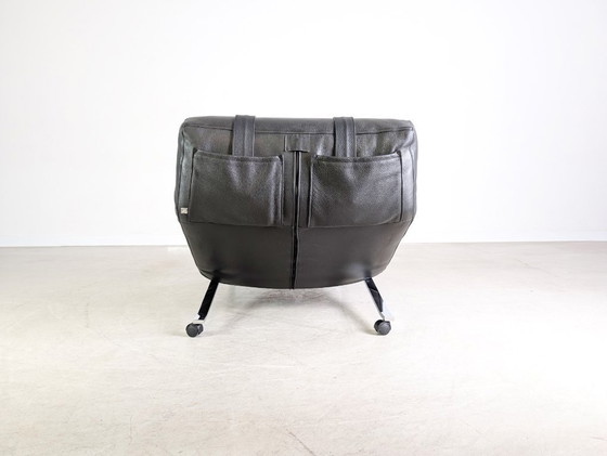 Image 1 of Originele Niels Eilersen fauteuil Jens Juul lounger leer zwart 1980