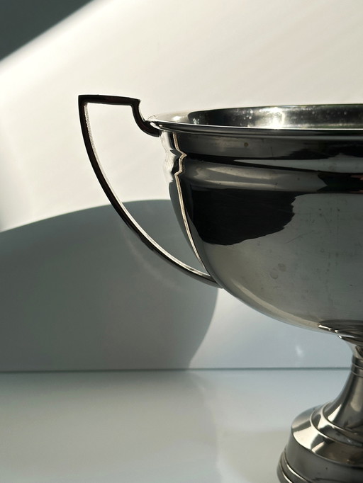 Classicist metal bowl with handle Vintage bowl Silver bowl with handle Jardiniere