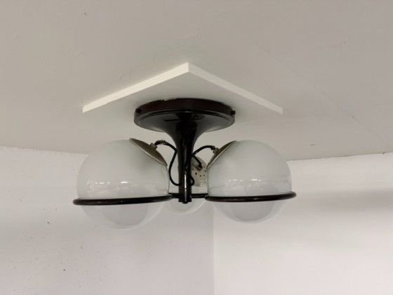 Lampada Gino Sarfatti Modello 2042/3 Arteluce, Plafoniere, Vetro, Bianco (foto 6 di 12)