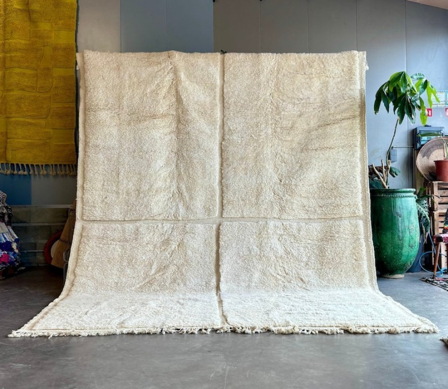 LUXURIOUS CUSTOM RUG, 300X300cm Moroccan Berber Rug, Unique White & Gray Rug, Handmade Geometric Carpet,