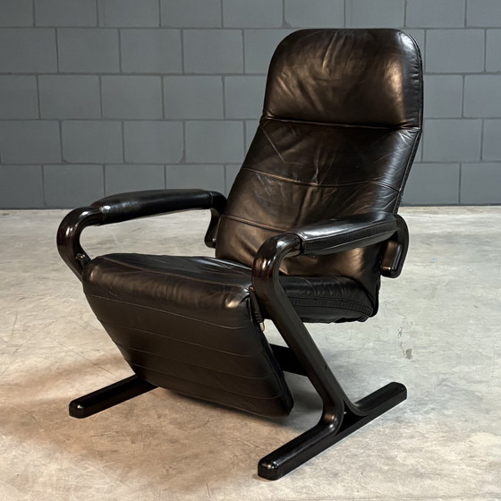 Image 1 of Vintage Danish Recliner - Black Leather - 1990s