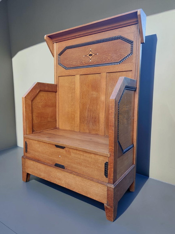 Image 1 of Banco escolar de Ámsterdam, banco de pasillo, estilo Art Déco