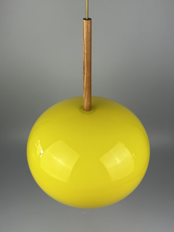 Image 1 of Lampada da soffitto in teak degli anni '60/'70 di Uno &amp; Östen Kristiansson per Luxus Sweden