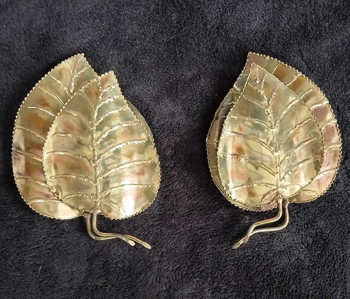 Par de apliques de pared vintage DLG Jansen circa 1970, estilo pan de oro