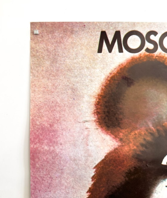 Image 1 of 🏟Misha Bear (Moscow Olympics Mascot) – 1980 – Original Poster by Viktor Chizhikov | Spanish‑market Edition | 61 × 41 cm | Spain