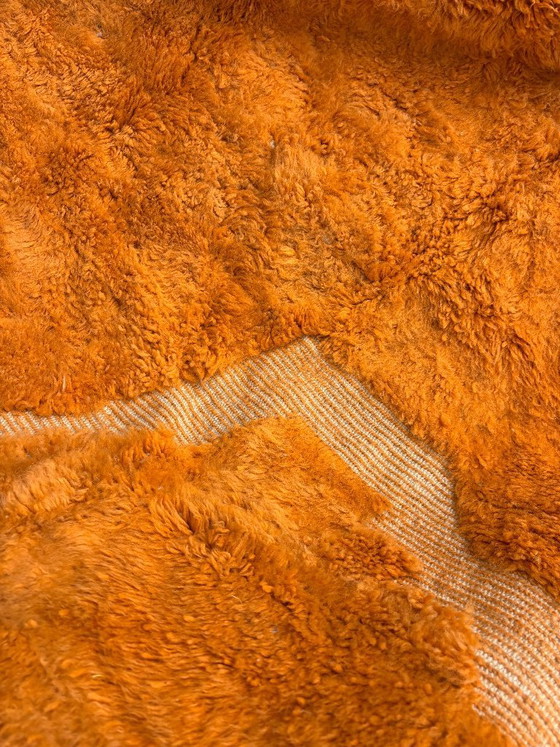 Image 1 of Handgeknüpfter marokkanischer Mrirt-Teppich – Wollteppich in gebranntem Orange, 200 x 300 cm – Moderner, strukturierter Teppich