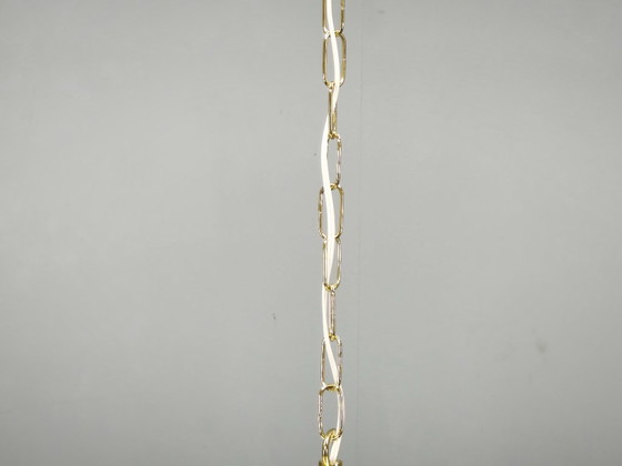 Lámpara colgante de cristal de Murano italiano de los años 70 con diseño de remolino y latón (photo 6 of 11)