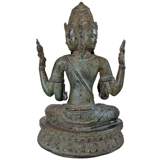 Kosmische Meisterschaft & Schutz – Trimukha Maheshvara – Bildhauerei, Bronze, Gold (photo 5 of 10)