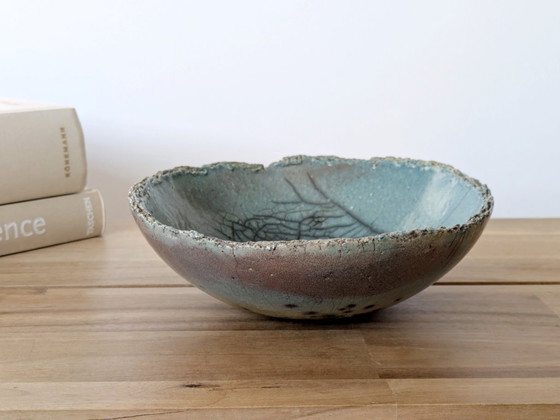 Image 1 of Ciotola in ceramica Raku vintage fatta a mano, firmata, artigianato giapponese, color arcobaleno