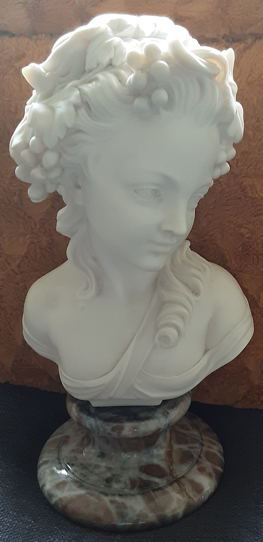 Alabaster Bust on Marble Base