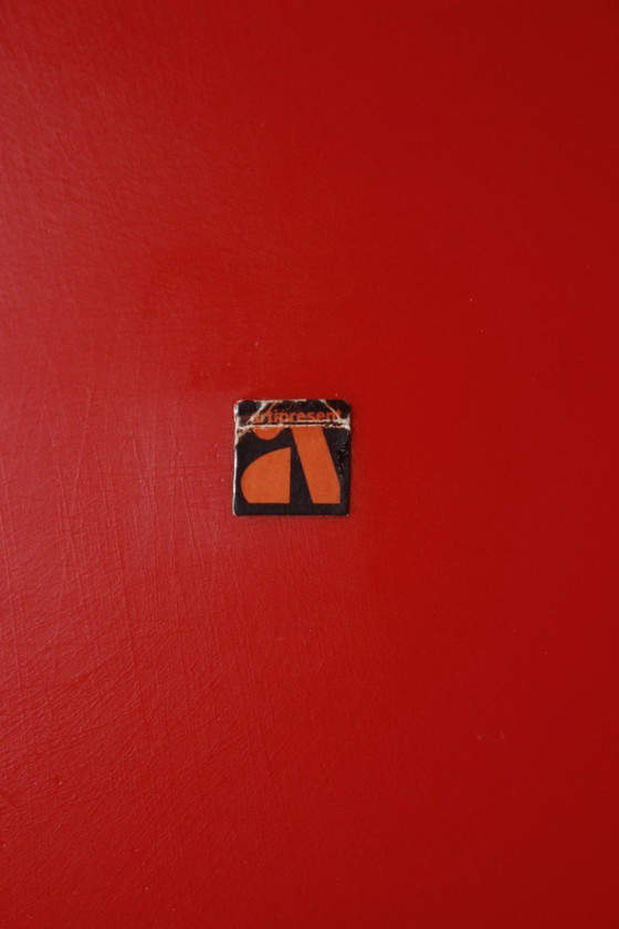 Image 1 of Space Age 1970s design mirror ARTIPRESENT glossy red ABS