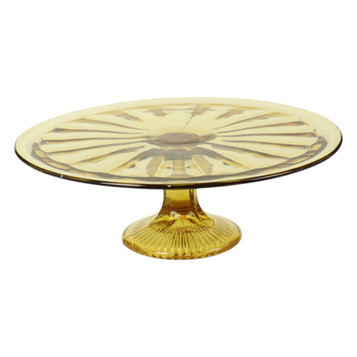 Art Deco Amber Cake Dish