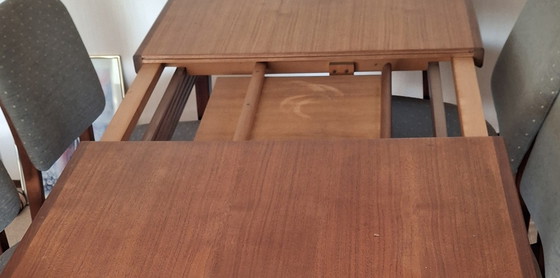 Image 1 of Vintafe Mid-century extendable dining table + 4 chairs | Scandinavian style
