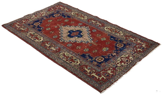 Tappeto turco vintage Oushak 218 × 131 cm – Tappeto in lana con medaglione color terracotta – Tappeti, Wool (photo 5 of 10)