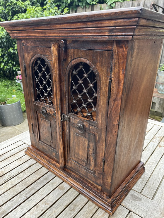 Image 1 of Rare cabinet français | Teck et fer forgé | 1950s