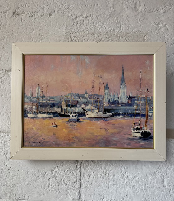 Image 1 of Dipinto ad olio marino nei toni del rosa