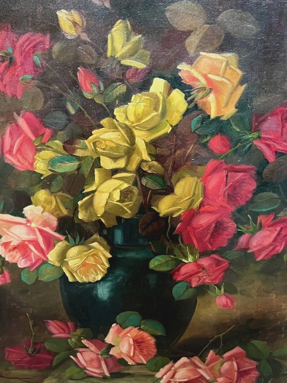 Old still life signed with roses. – Paintings & Drawings, Canvas (photo 9 of 10)