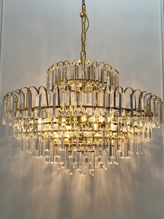 Image 1 of XL size large size hand cut Crystal Chandeliers 1970s Mid - Century Style