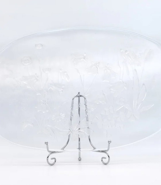 Image 1 of Savoir Vivre Crystal Tray Floral Design - vintage