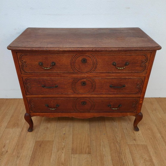 Wooden Chest of Drawers, Bathroom Cabinet with Three Drawers, Metal, Brown, Vintage (photo 2 of 12)