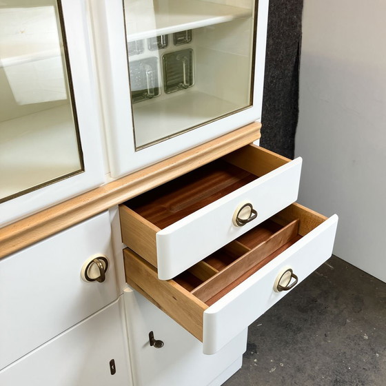 Image 1 of Kitchen cupboard with pull-out and bread compartment, solid wood, 1950s