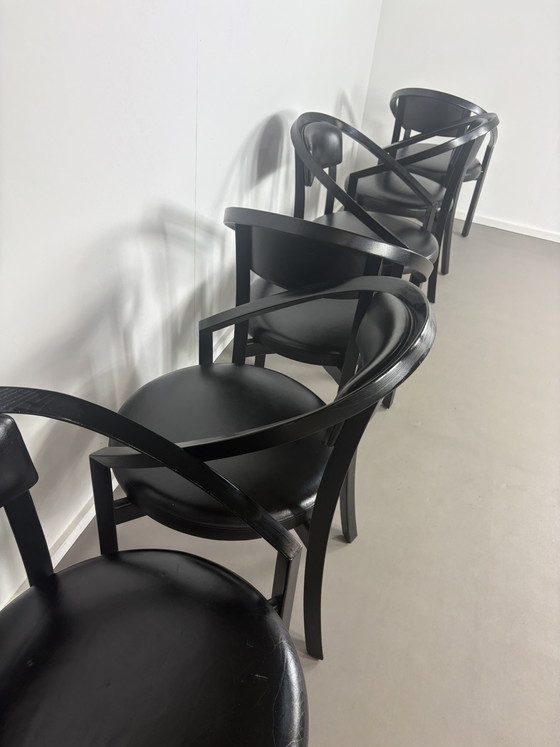 Sillas de comedor de cuero posmodernas modelo Nostro de Anderas Weber para Rosenthal Einrichtung, Alemania, (photo 9 of 9)