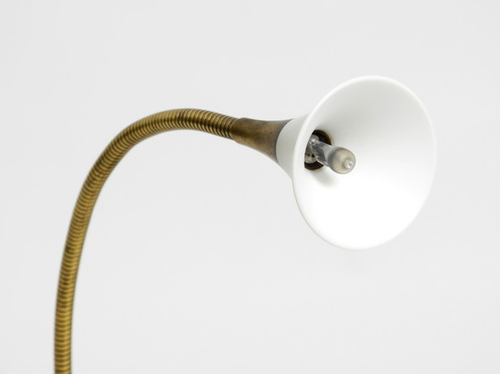 Image 1 of 1980s Brass Halogen Table Lamp by Florian Schulz Model Esa with Gooseneck