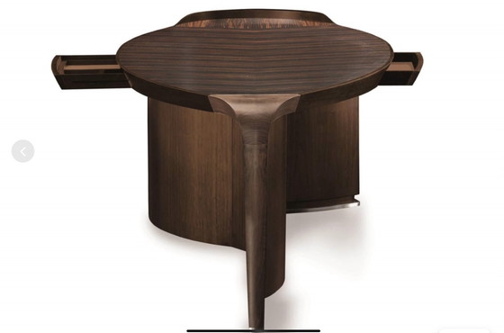 Giorgetti Erasmo Desk with two Genius armchairs in brown leather – Wood (photo 10 of 15)