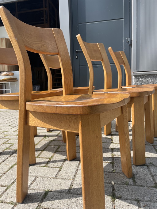 Set 5x Danish 70s brutalist style chairs