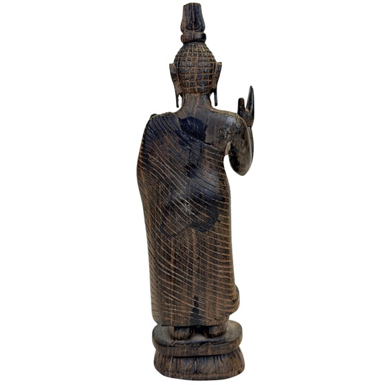 Paire de Bouddhas en bois sri-lankais en Abhaya Mudra – Milieu du XXe siècle – Sculptures (photo 6 of 11)