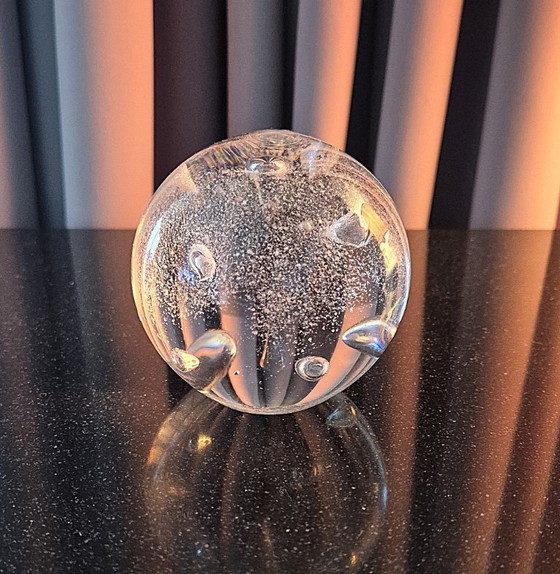 Image 1 of Vintage Clear Glass Heavy Bubble Paperweight