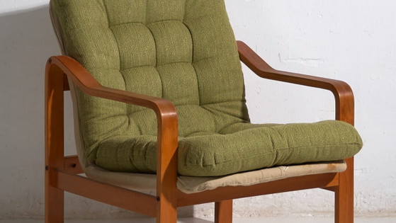 Olive green vintage armchair (c.1950) #80 – Canvas, Scandinavian (photo 3 of 40)