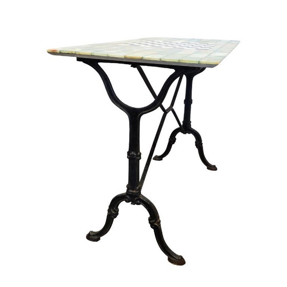 Image 1 of Table vintage en marbre onyx avec plateau à damier/échecs