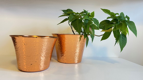 Image 1 of Pair of Copper Planters from the 60's