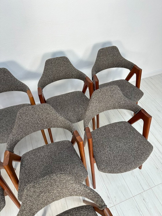Image 1 of Juego de 8 sillas de comedor danesas "Compass" de teca de Kai Kristiansen para Schou Andersen Møbelfabrik, años 60