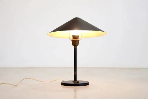 Vintage black Danish design table lamp – tafellampen, Metal, Brass, Mid Century Modern (photo 2 of 6)