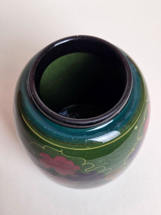 Vaso / Piccolo Barattolo Antico 'Ivora' in Ceramica di Gouda (Art Déco, c. 1920), Vasi, Multicolore (foto 5 di 7)