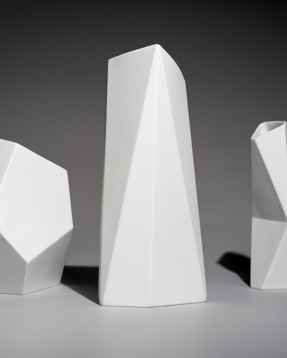 Image 1 of Vaso in porcellana bisquit Rosenthal TRIO di Achim Haigis Scultoreo e Geometrico